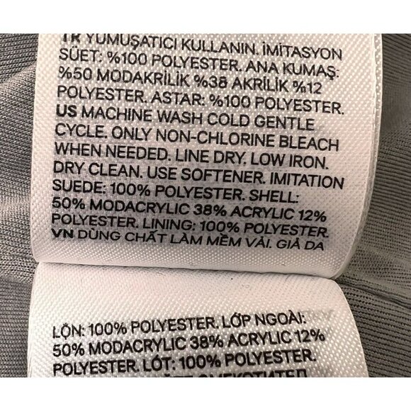 H & M Faux Fur Jacket Gray Coat Lined Womens L - Picture 13 of 13